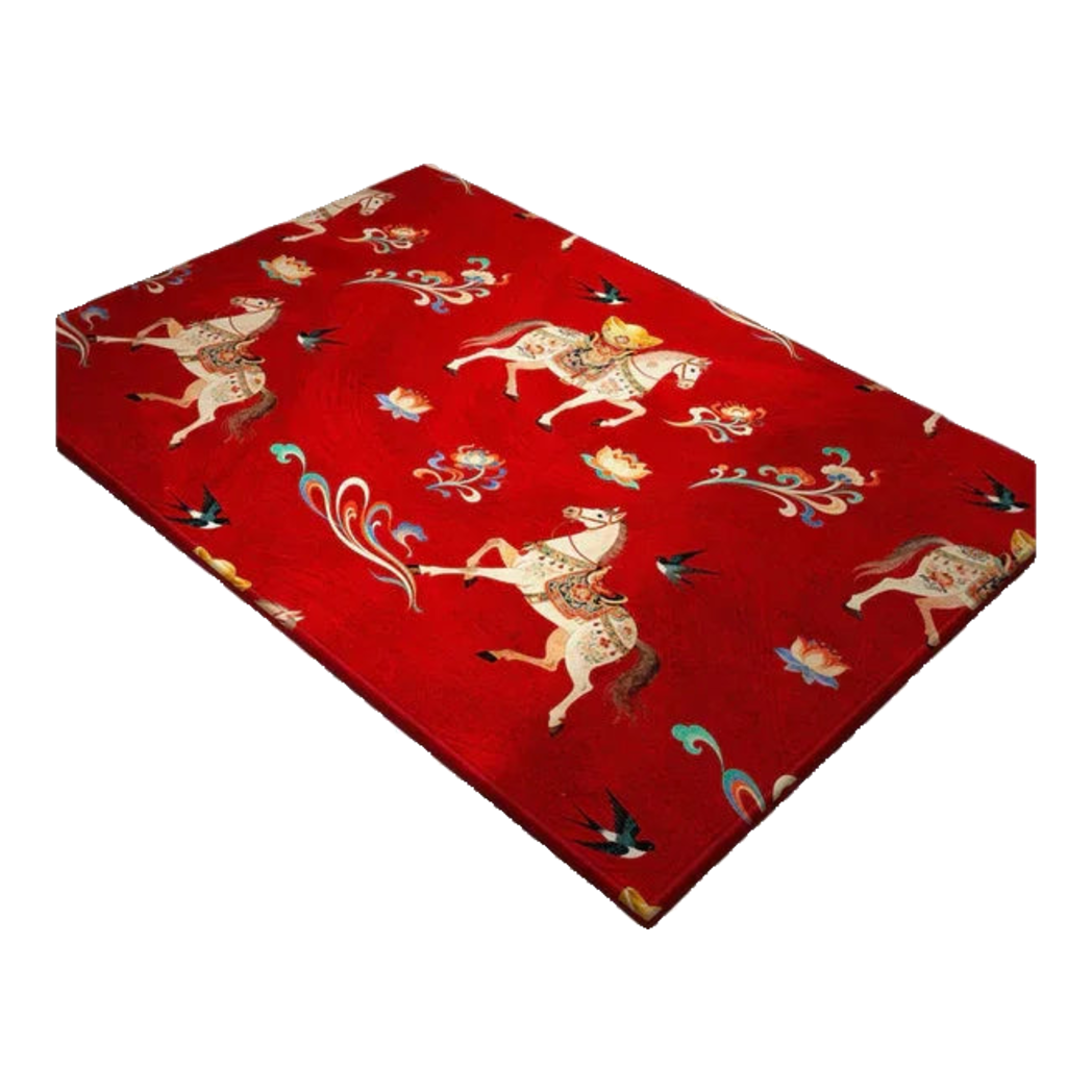Thảm Cửa Nhung Bỉ 80x100 - Chu Mã Tứ Hỷ - Crimson Rouge Chevaux Royaux-THẢM CỬA-CẬU HAI HOME DECOR-CẬU HAI HOME DECOR