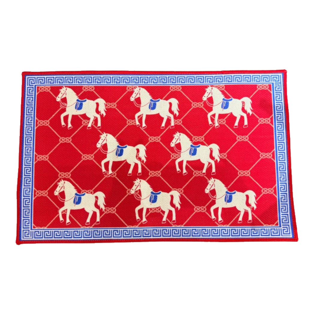 Thảm Cửa Nhung Bỉ 50x80 Ngựa Đỏ Son - Les Chevaux Écarlates de Fortune-THẢM CỬA-CẬU HAI HOME DECOR-CẬU HAI HOME DECOR