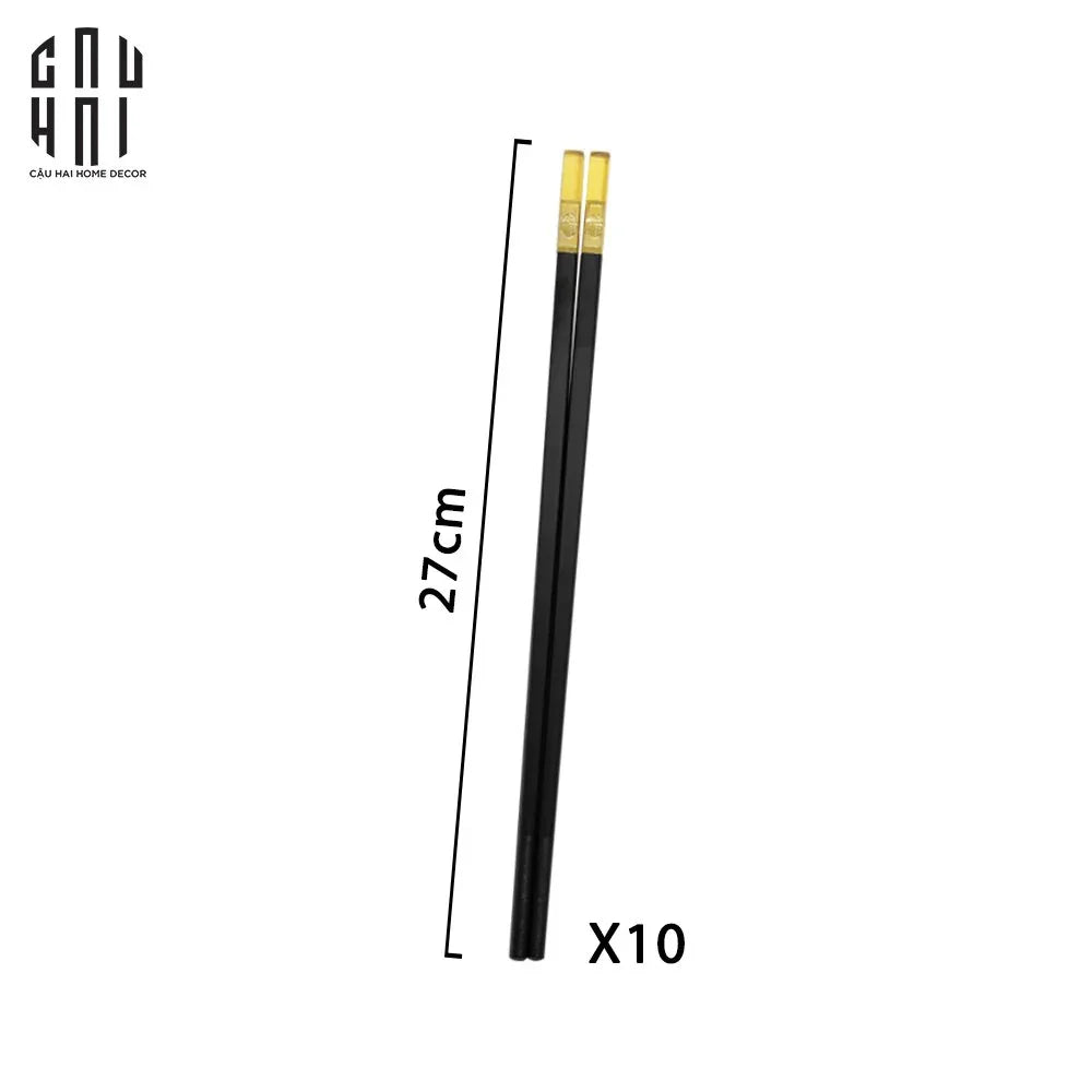 SET 10 ĐÔI ĐŨA AMBER BLACK - CẬU HAI HOME DECOR