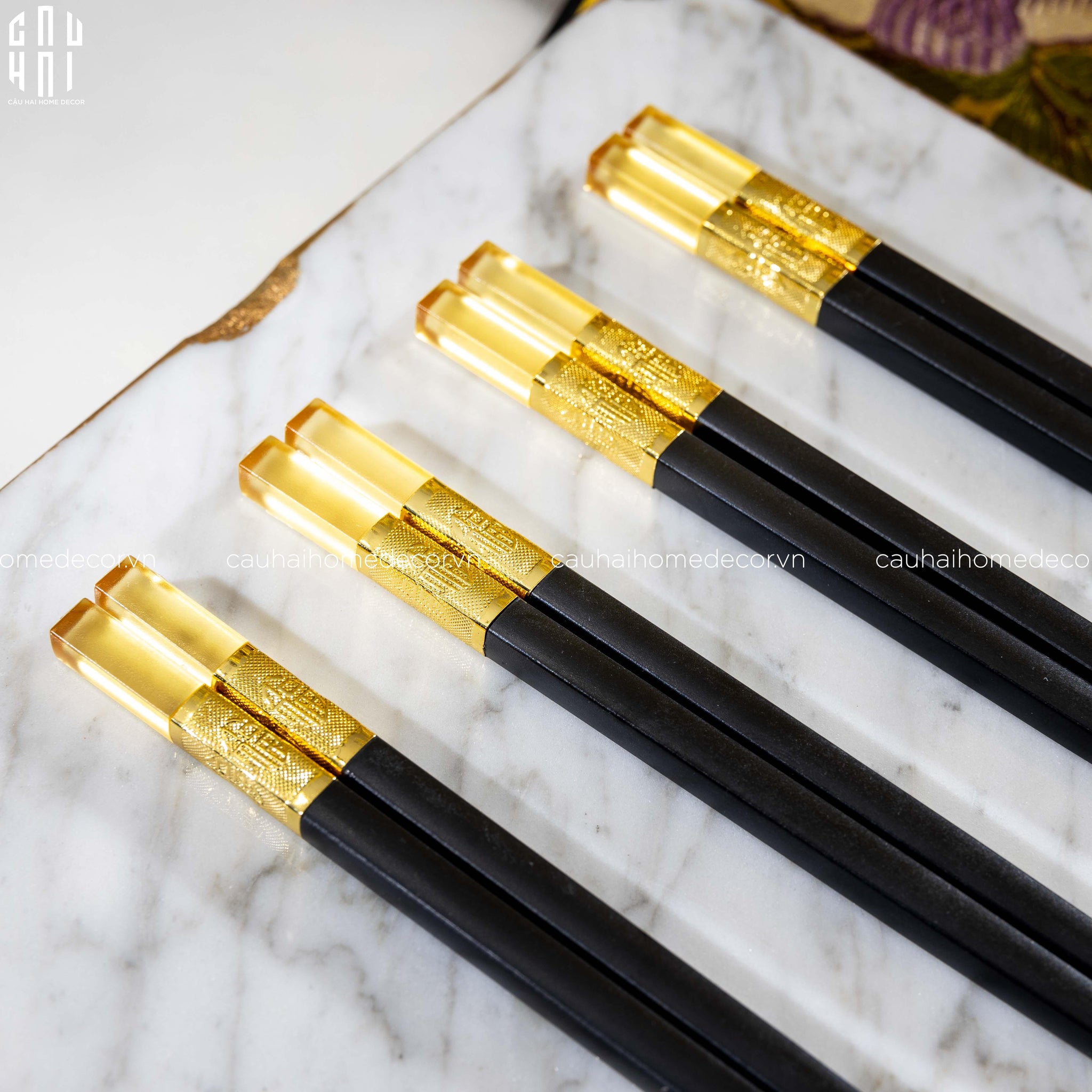 SET 10 ĐÔI ĐŨA AMBER BLACK - CẬU HAI HOME DECOR