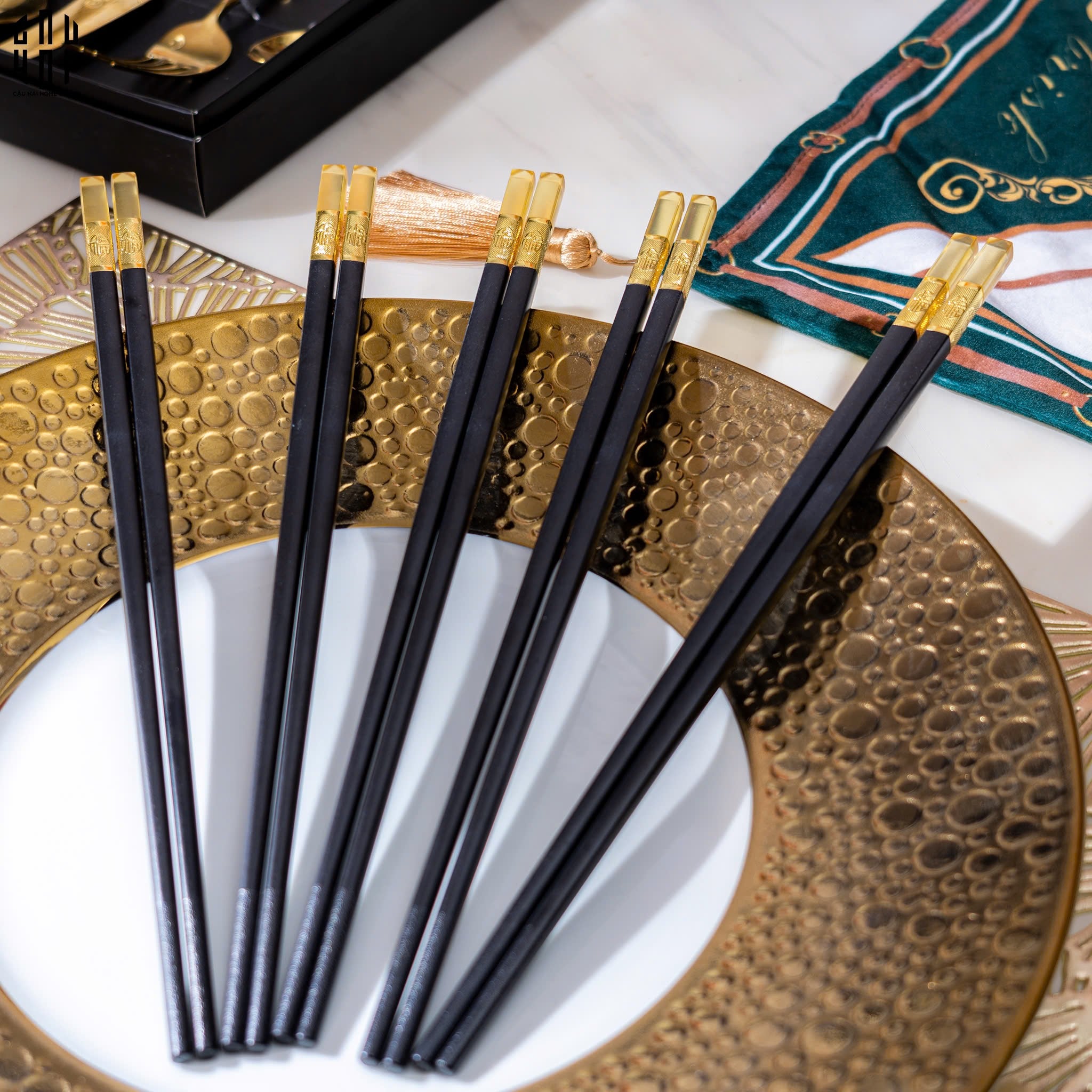 SET 10 ĐÔI ĐŨA AMBER BLACK - CẬU HAI HOME DECOR