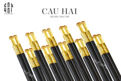 Set 10 Đôi Đũa Sợi Thuỷ Tinh - Amber Black Chopsticks 27cm-CẬU HAI HOME DECOR