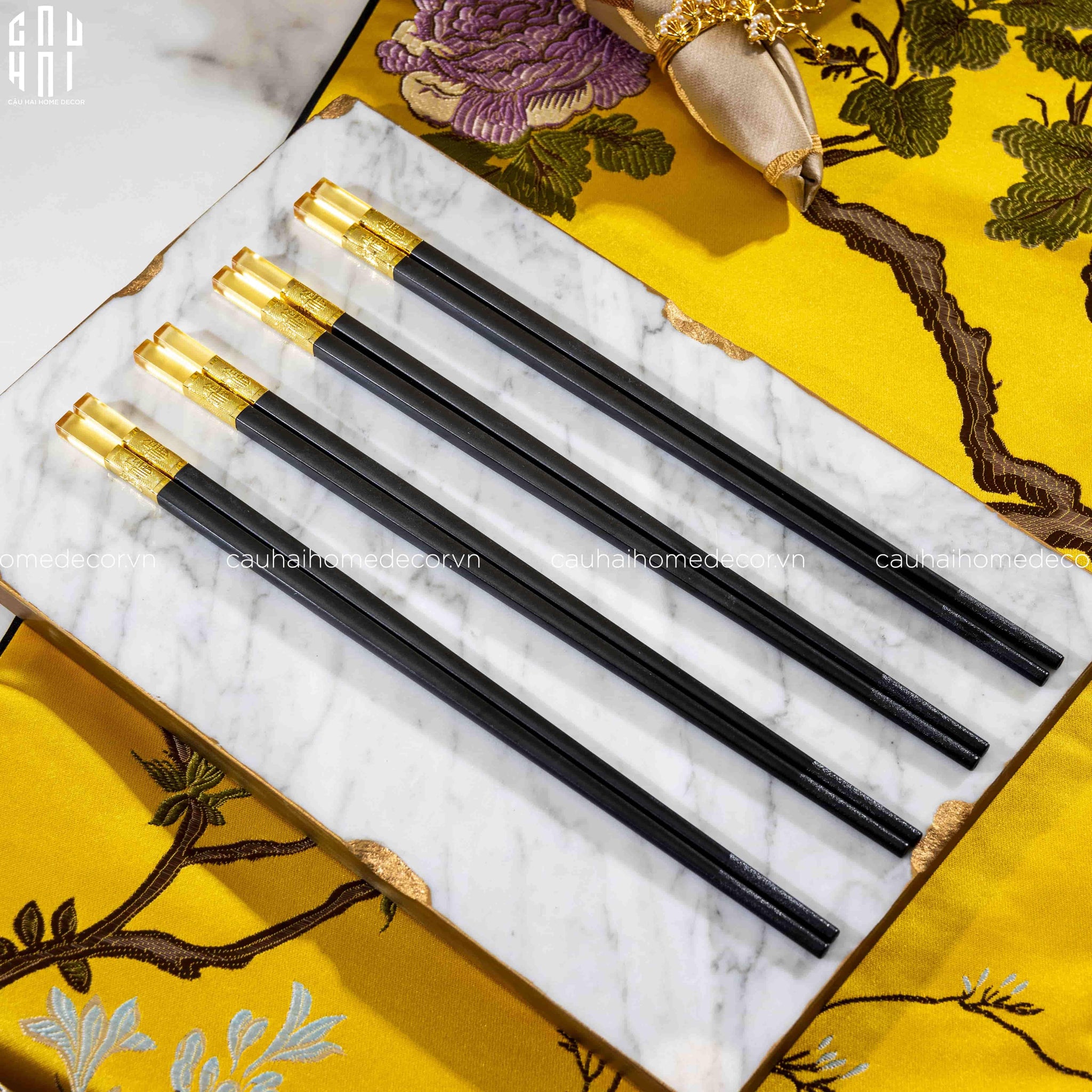 Set 10 Đôi Đũa Sợi Thuỷ Tinh - Amber Black Chopsticks 27cm-CẬU HAI HOME DECOR