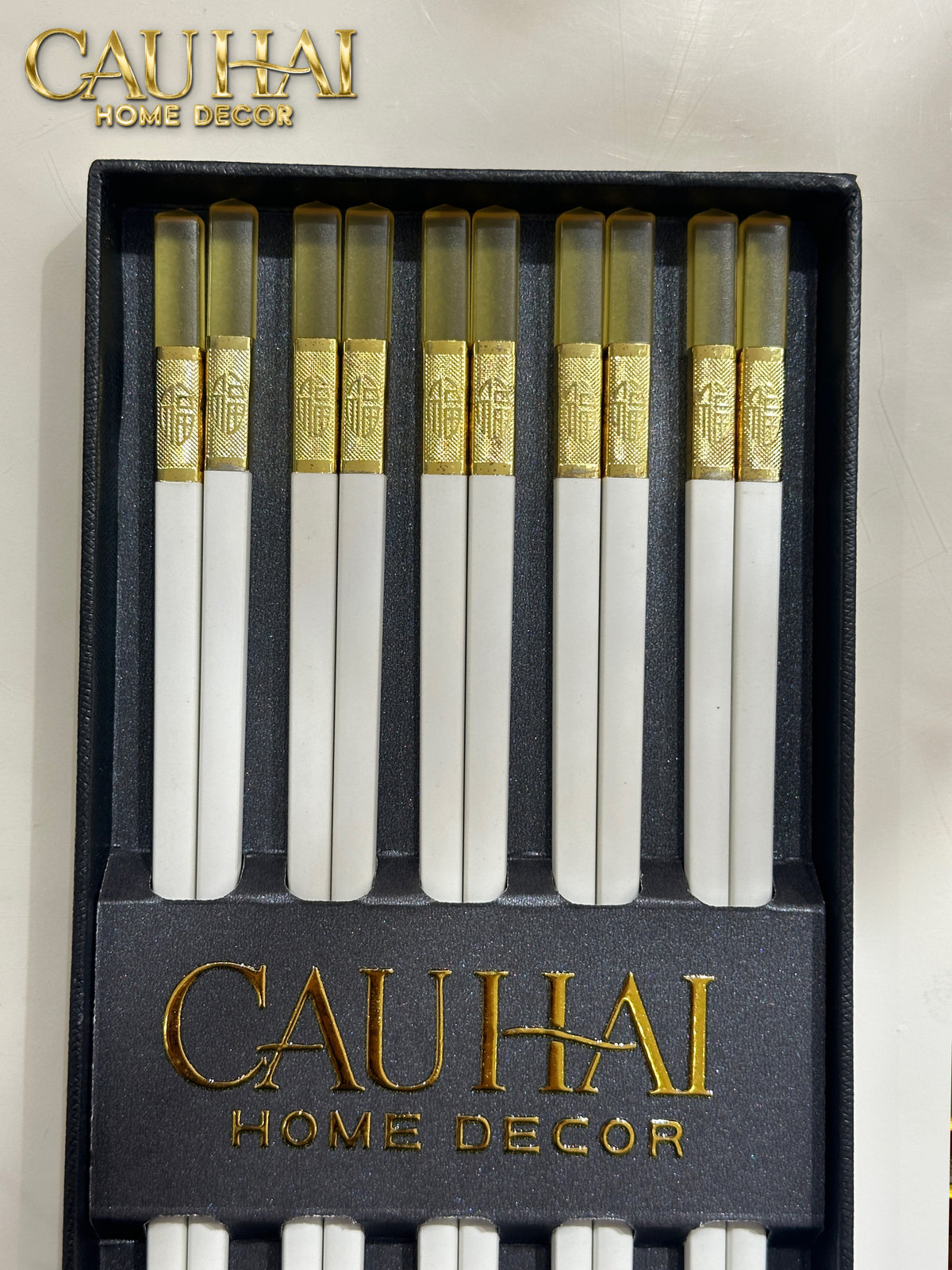 Set 10 Đôi Đũa Sợi Thuỷ Tinh - Amber White Chopsticks 27cm-Dinner Cutlery Set Dao Muỗng Nĩa-Đối tác tại Trung Quốc theo từng đơn đặt hàng-CẬU HAI HOME DECOR