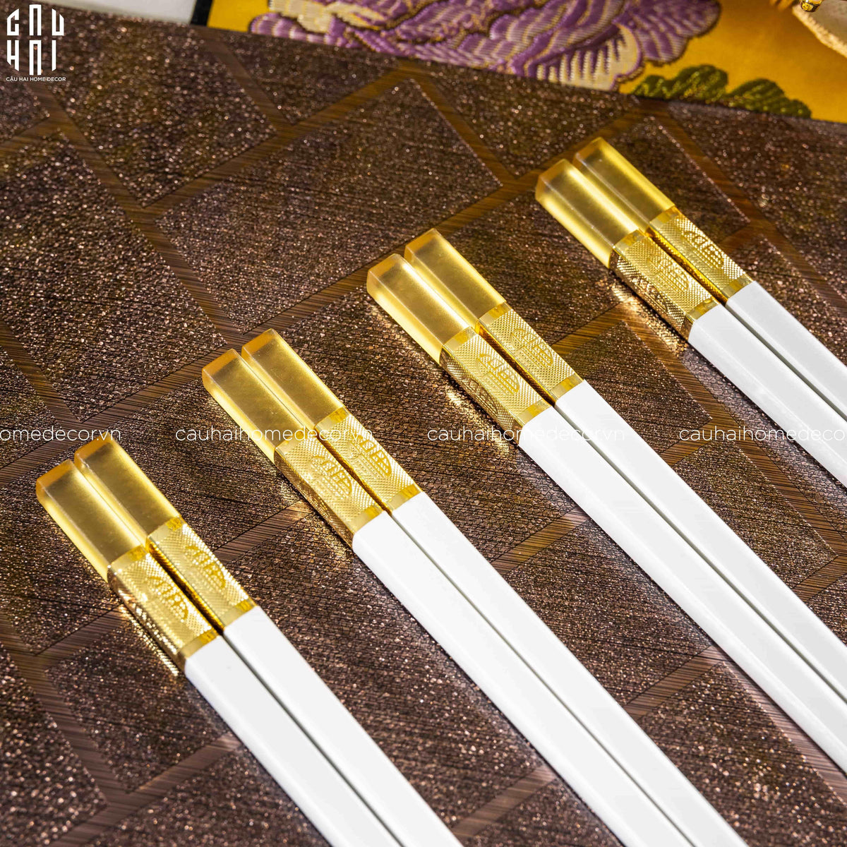 Set 10 Đôi Đũa Sợi Thuỷ Tinh - Amber White Chopsticks 27cm-Dinner Cutlery Set Dao Muỗng Nĩa-Đối tác tại Trung Quốc theo từng đơn đặt hàng-CẬU HAI HOME DECOR
