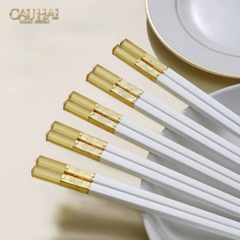 Set 10 Đôi Đũa Sợi Thuỷ Tinh - Amber White Chopsticks 27cm-Dinner Cutlery Set Dao Muỗng Nĩa-Đối tác tại Trung Quốc theo từng đơn đặt hàng-CẬU HAI HOME DECOR
