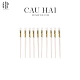 SET 10 ĐÔI ĐŨA SỨ BST KHỔNG TƯỚC HOÀNG KIM PORCELAIN CHOPSTICK - CẬU HAI HOME DECOR