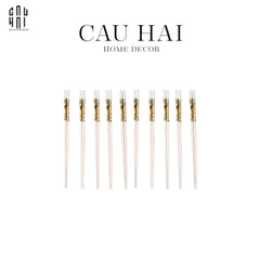 Set 10 Đôi Đũa Sứ BST Khổng Tước Hoàng Kim Porcelain Chopstick 25cm-CẬU HAI HOME DECOR