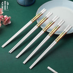 Set 10 Đôi Đũa Sứ BST Khổng Tước Hoàng Kim Porcelain Chopstick 25cm-CẬU HAI HOME DECOR