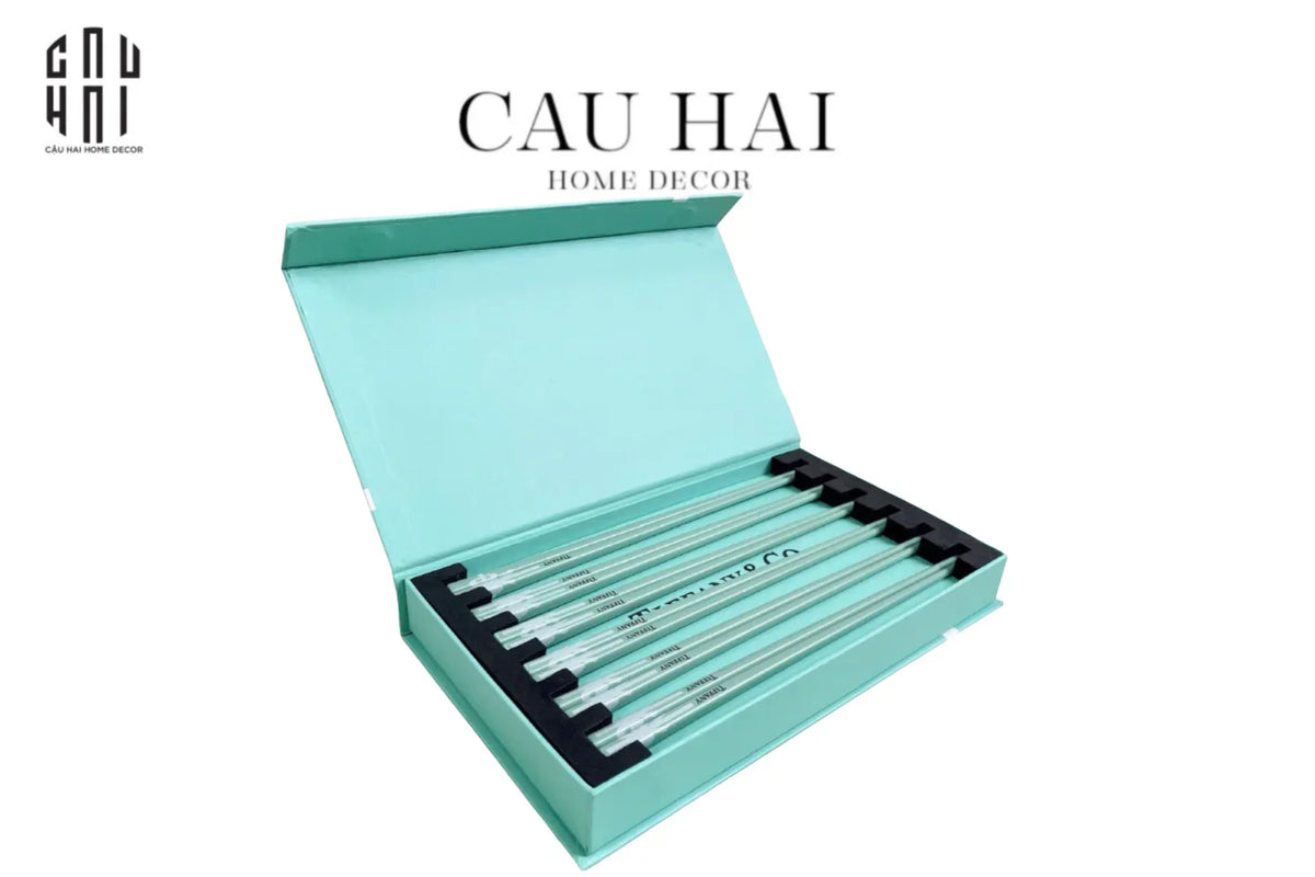 Set 10 Đôi Đũa Sứ Tiffany Fancy Club Porcelain Chopsticks Giftbox-Dinner Cutlery Set Dao Muỗng Nĩa-Đối tác tại Trung Quốc theo từng đơn đặt hàng-CẬU HAI HOME DECOR