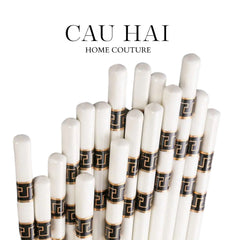 Set 10 Đôi Đũa Sứ V Class Black Greek Key Atélier Porcelain Chopsticks-CẬU HAI HOME DECOR