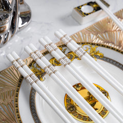 Set 10 Đôi Đũa Sứ V Class White Gold Greek Key Atélier Porcelain Chopsticks-CẬU HAI HOME DECOR