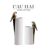 SET 2 BÌNH HOA CERAMIC LUMIÈRE ORIGAMI PARROT VASE.-CẬU HAI HOME DECOR