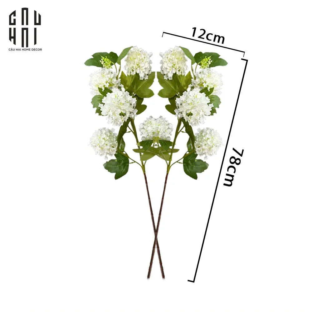 Set 2 Cành Cẩm Tú Cầu Mini - Trắng-Hoa Lụa-Đối tác tại Trung Quốc theo từng đơn đặt hàng-CẬU HAI HOME DECOR