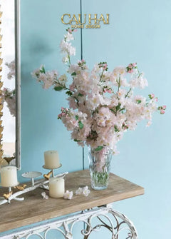 Set 2 Cành Hoa Anh Đào Trắng - White Sakura-CẬU HAI HOME DECOR