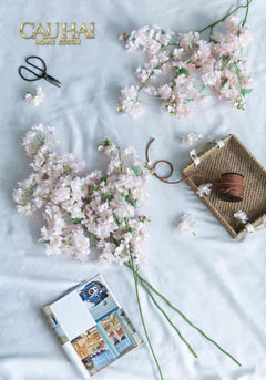 Set 2 Cành Hoa Anh Đào Trắng - White Sakura-CẬU HAI HOME DECOR