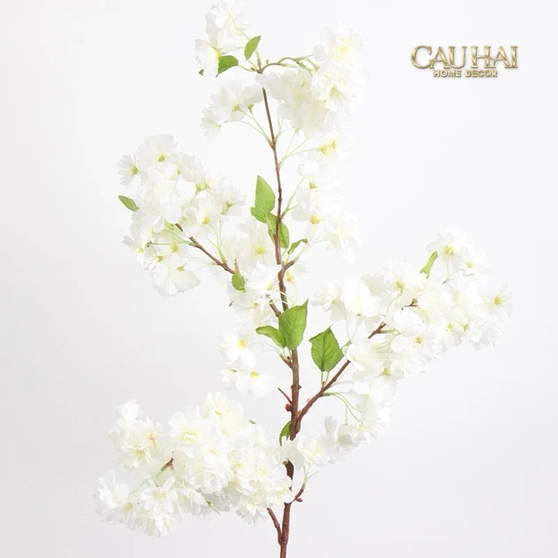 Set 2 Cành Hoa Anh Đào Trắng - White Sakura-Hoa Lụa-Đối tác tại Trung Quốc theo từng đơn đặt hàng-CẬU HAI HOME DECOR