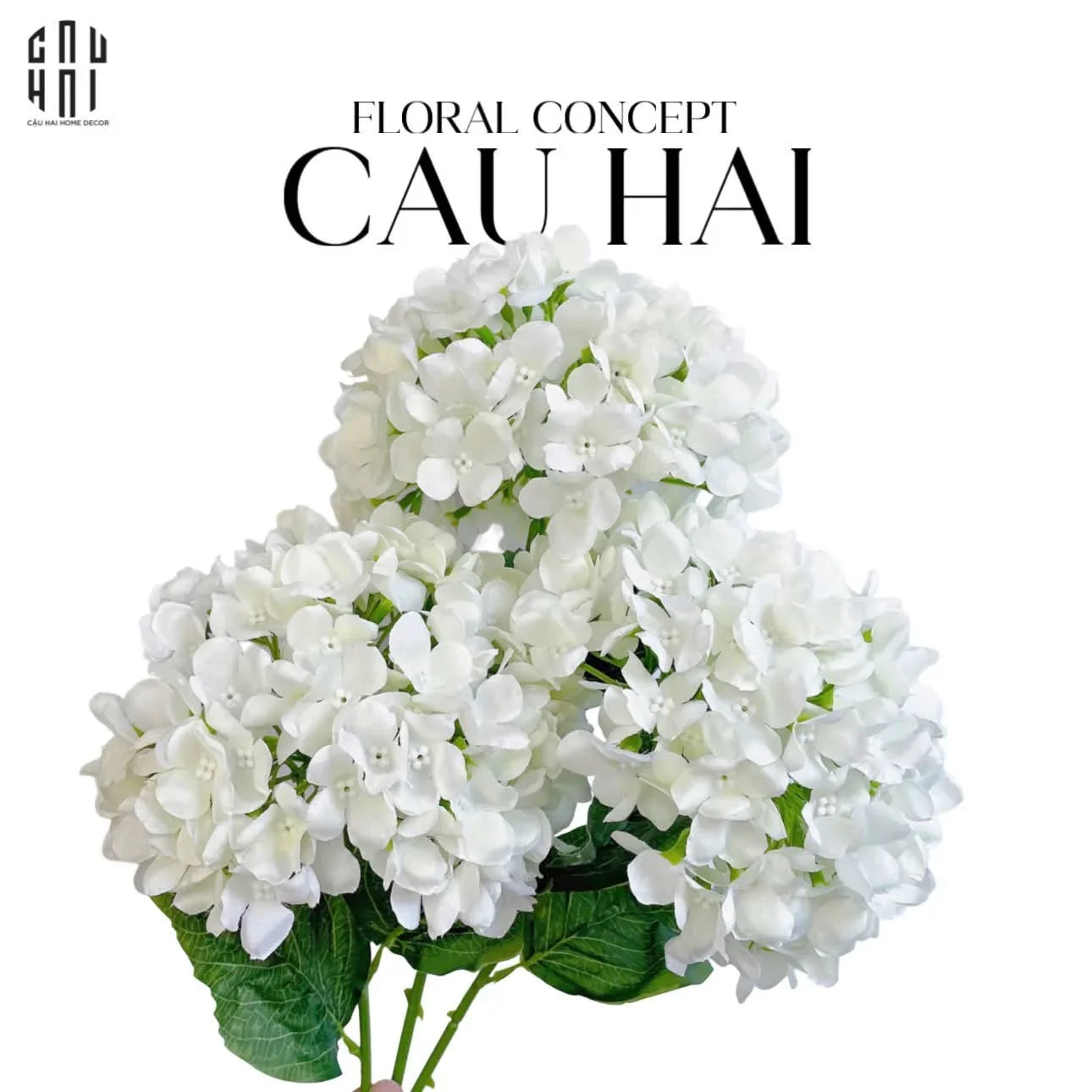 SET 2 CÀNH HOA CẨM TÚ CẦU ĐẠI - TRẮNG-CẬU HAI HOME DECOR