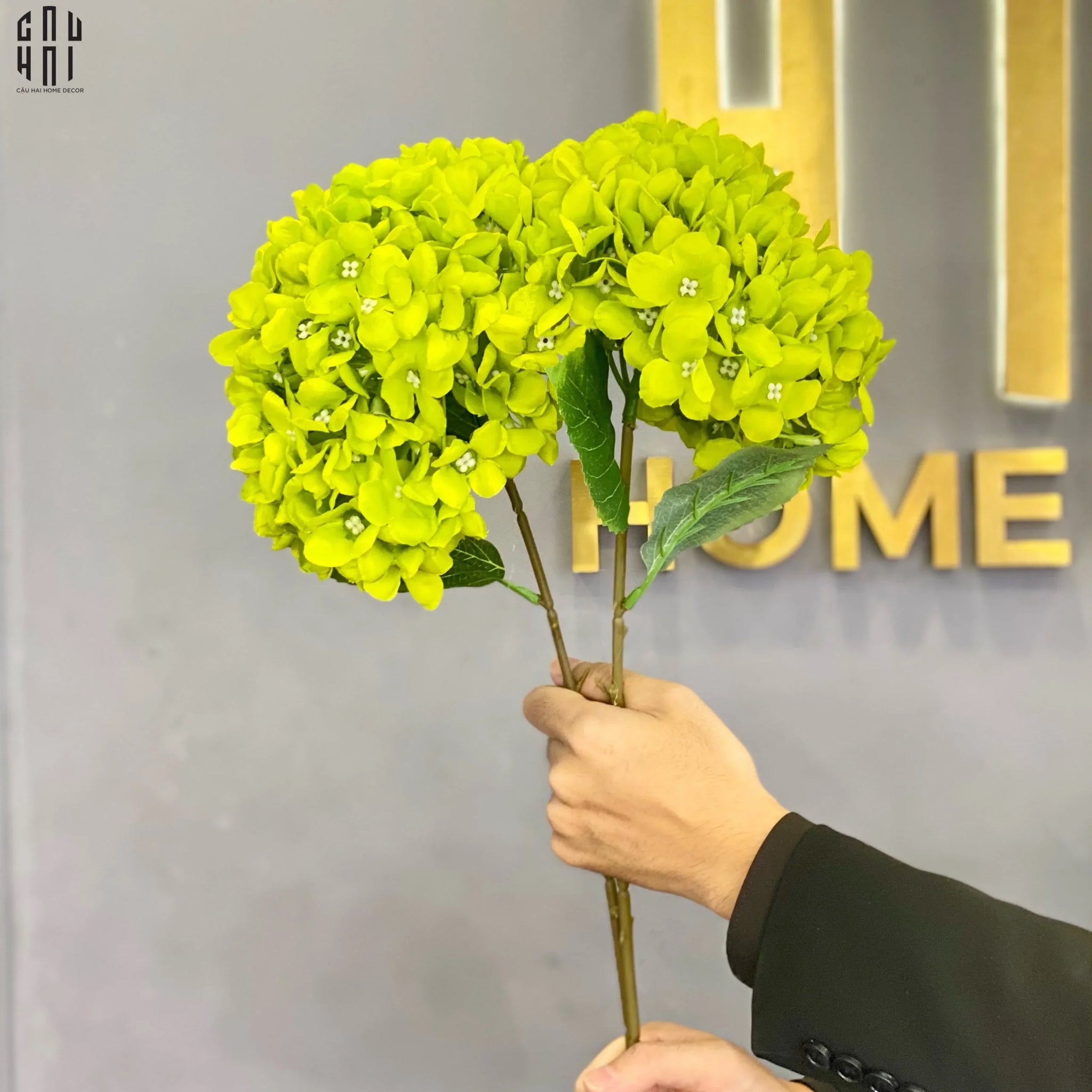 SET 2 CÀNH HOA CẨM TÚ CẦU ĐẠI - XANH-CẬU HAI HOME DECOR