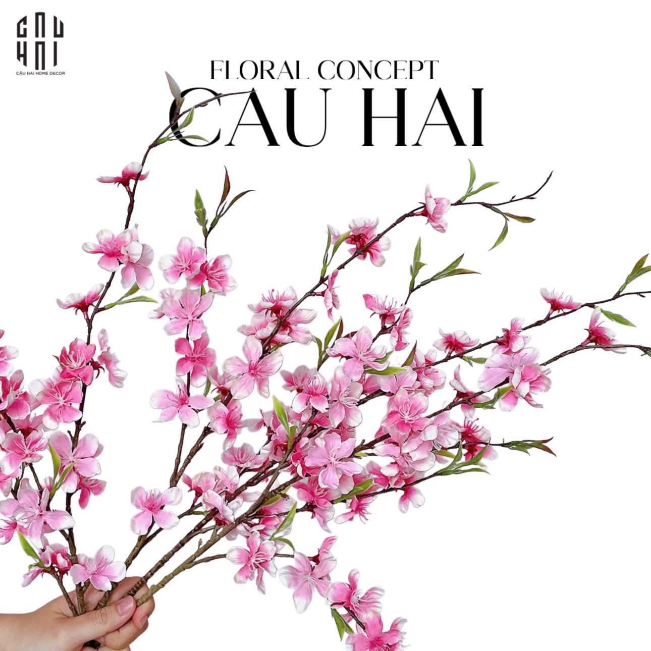 Set 2 Cành Hoa Đào - Hồng-CẬU HAI HOME DECOR