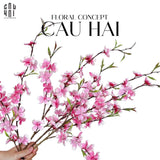 Set 2 Cành Hoa Đào - Hồng-Hoa Lụa-Đối tác tại Trung Quốc theo từng đơn đặt hàng-CẬU HAI HOME DECOR
