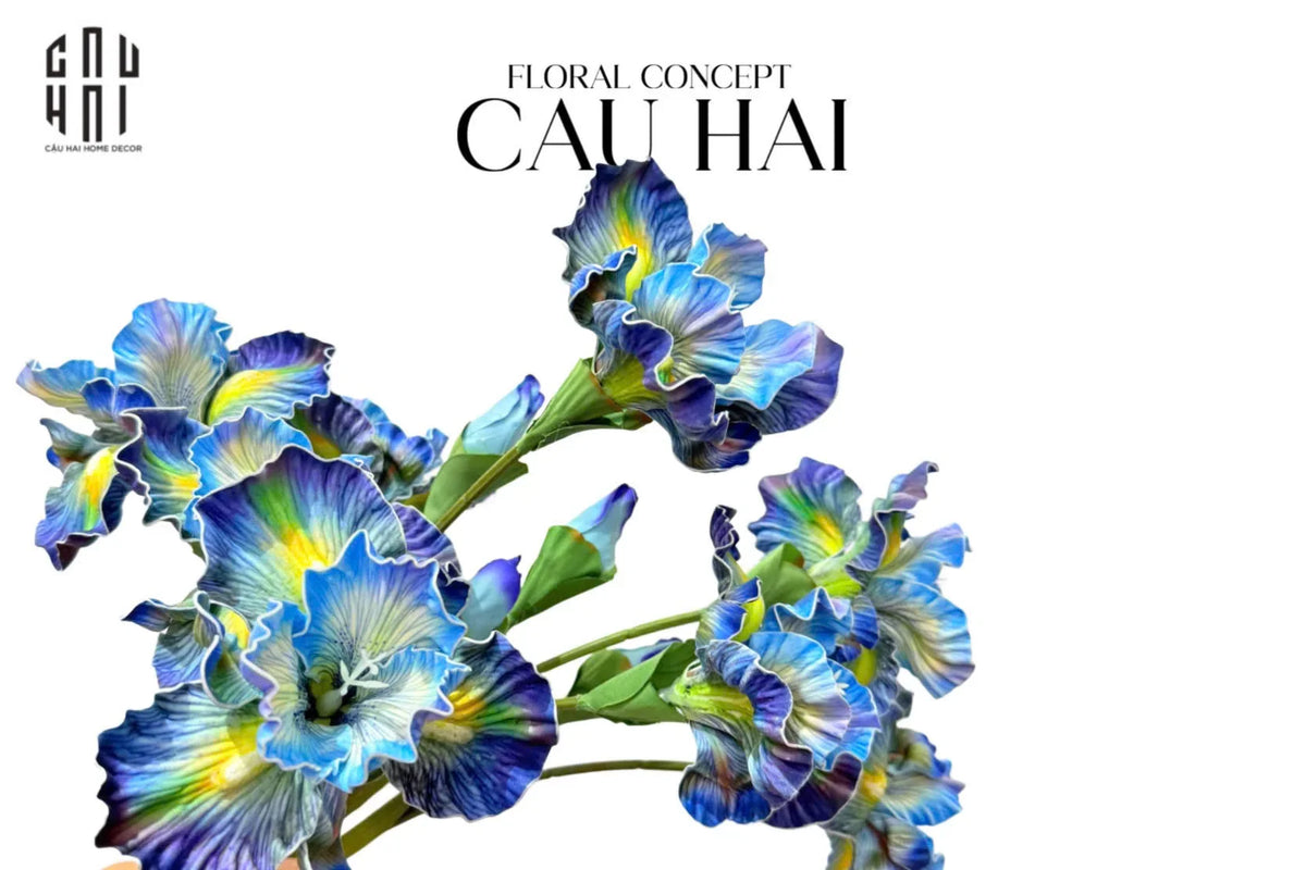 Set 2 Cành Hoa Diên Vĩ - Blue Ara-Hoa Lụa-Đối tác tại Trung Quốc theo từng đơn đặt hàng-CẬU HAI HOME DECOR
