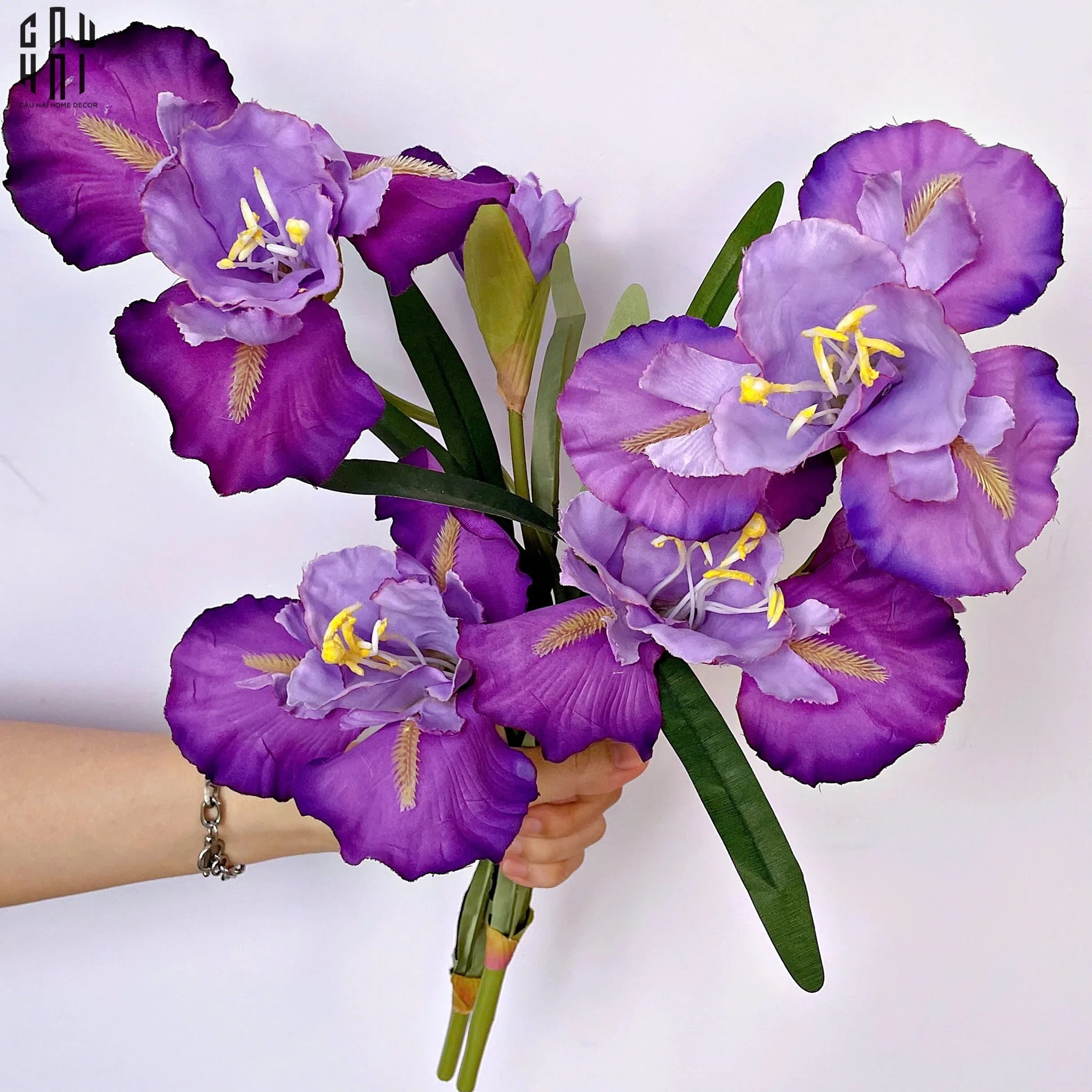 Set 2 Cành Hoa Diên Vĩ - Iris - Tím-CẬU HAI HOME DECOR