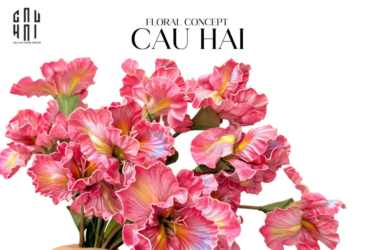 Set 2 Cành Hoa Diên Vĩ - Rosy-Hoa Lụa-Đối tác tại Trung Quốc theo từng đơn đặt hàng-CẬU HAI HOME DECOR