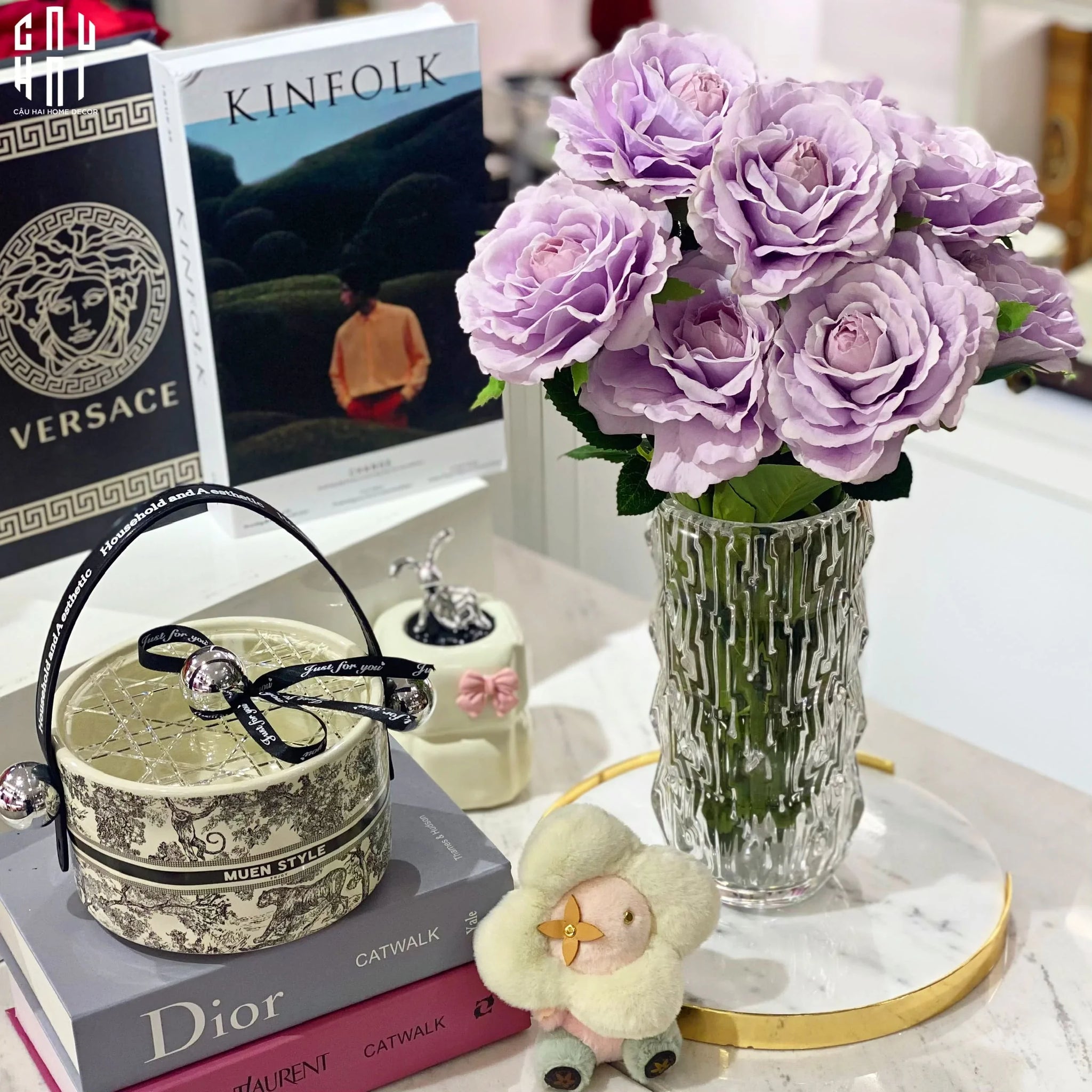 SET 2 CÀNH HOA HỒNG ECUADOR - TÍM NHẠT - CẬU HAI HOME DECOR