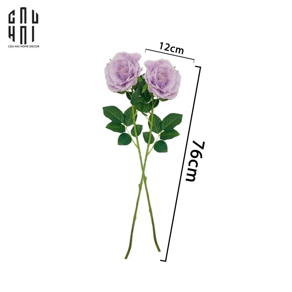 Set 2 Cành Hoa Hồng Ecuador - Tím Nhạt-CẬU HAI HOME DECOR