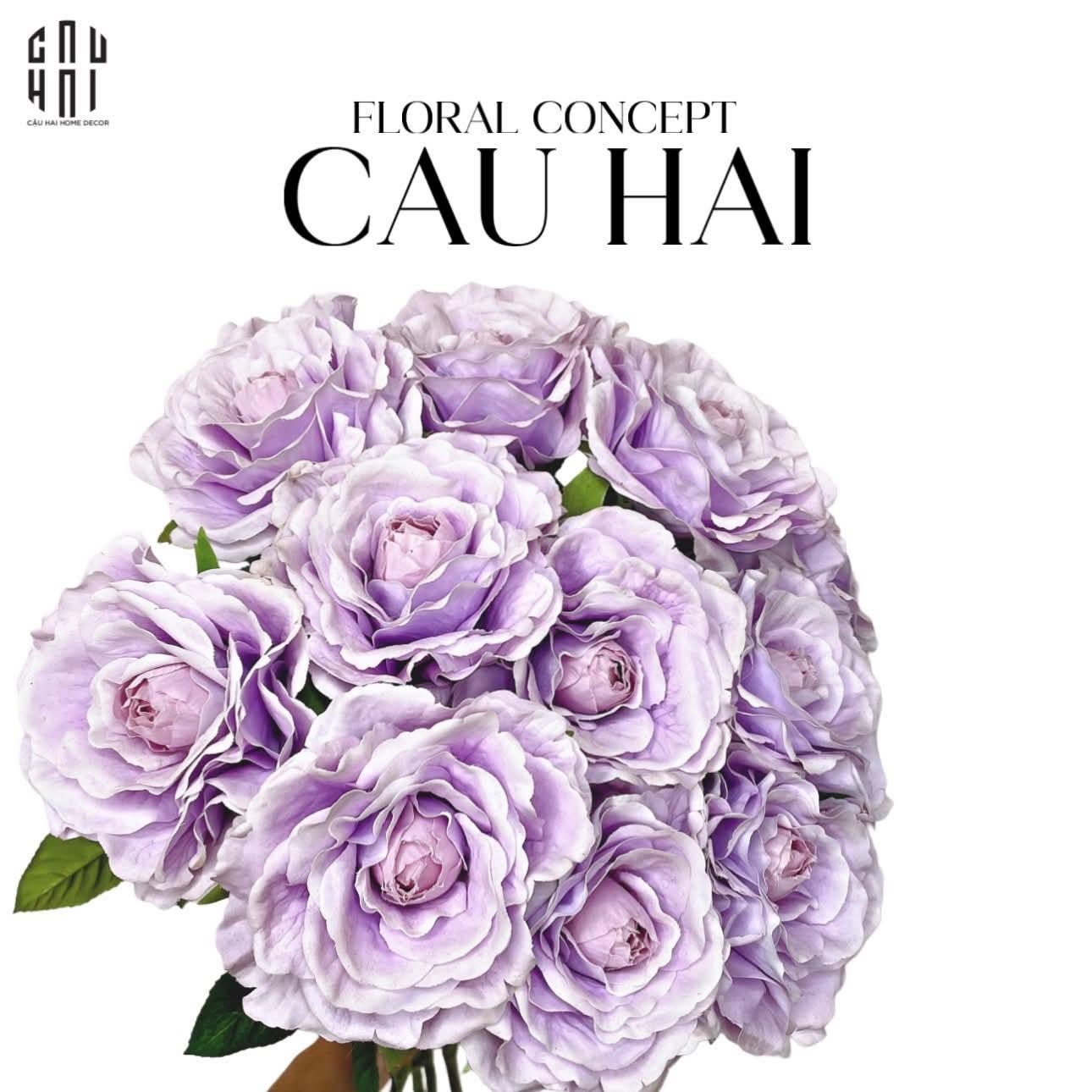 Set 2 Cành Hoa Hồng Ecuador - Tím Nhạt-CẬU HAI HOME DECOR