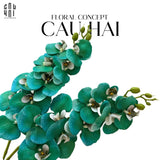 Set 2 Cành Hoa Lan Hồ Điệp - Emerald Greenish-Hoa Lụa-Đối tác tại Trung Quốc theo từng đơn đặt hàng-CẬU HAI HOME DECOR