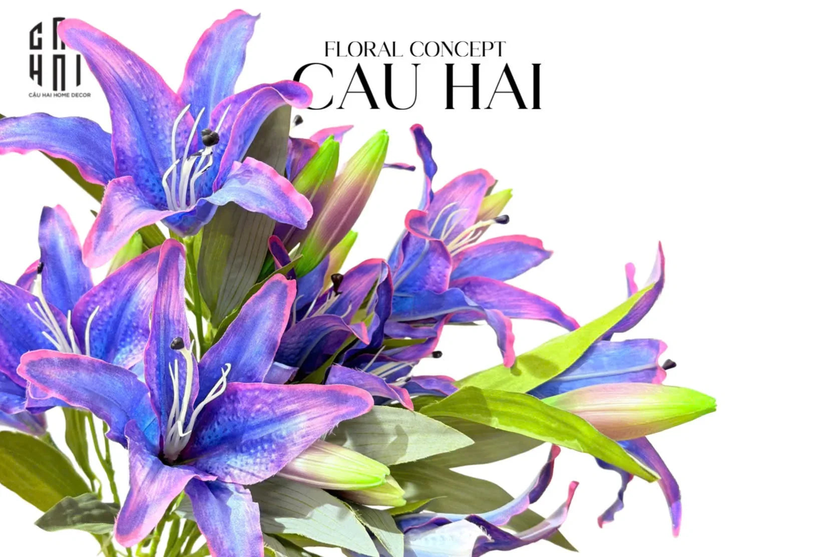 SET 2 CÀNH HOA LILY SAYURI - TWILIGHT - CẬU HAI HOME DECOR