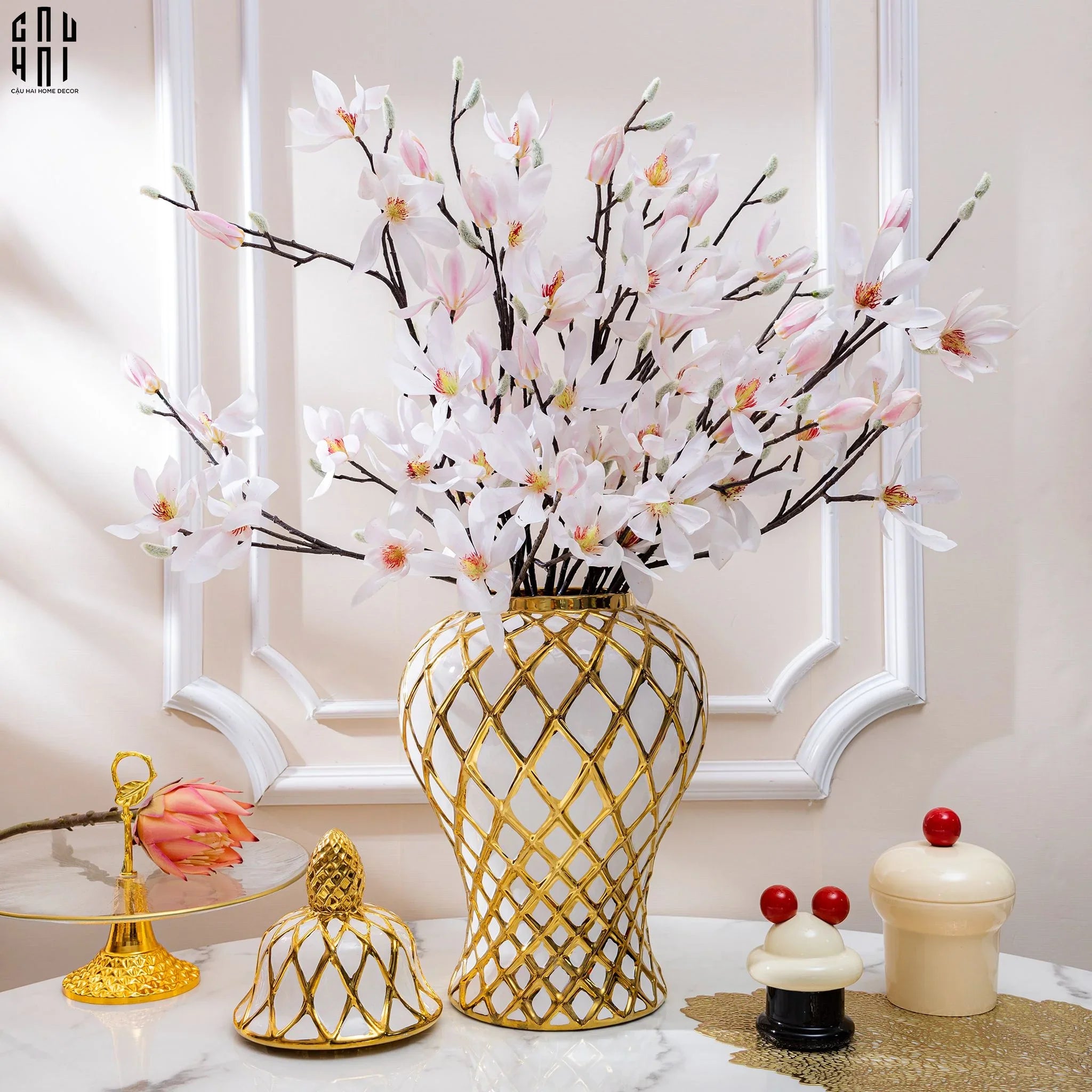 SET 2 CÀNH HOA MỘC LAN - MAGNOLIA FRASERI-CẬU HAI HOME DECOR