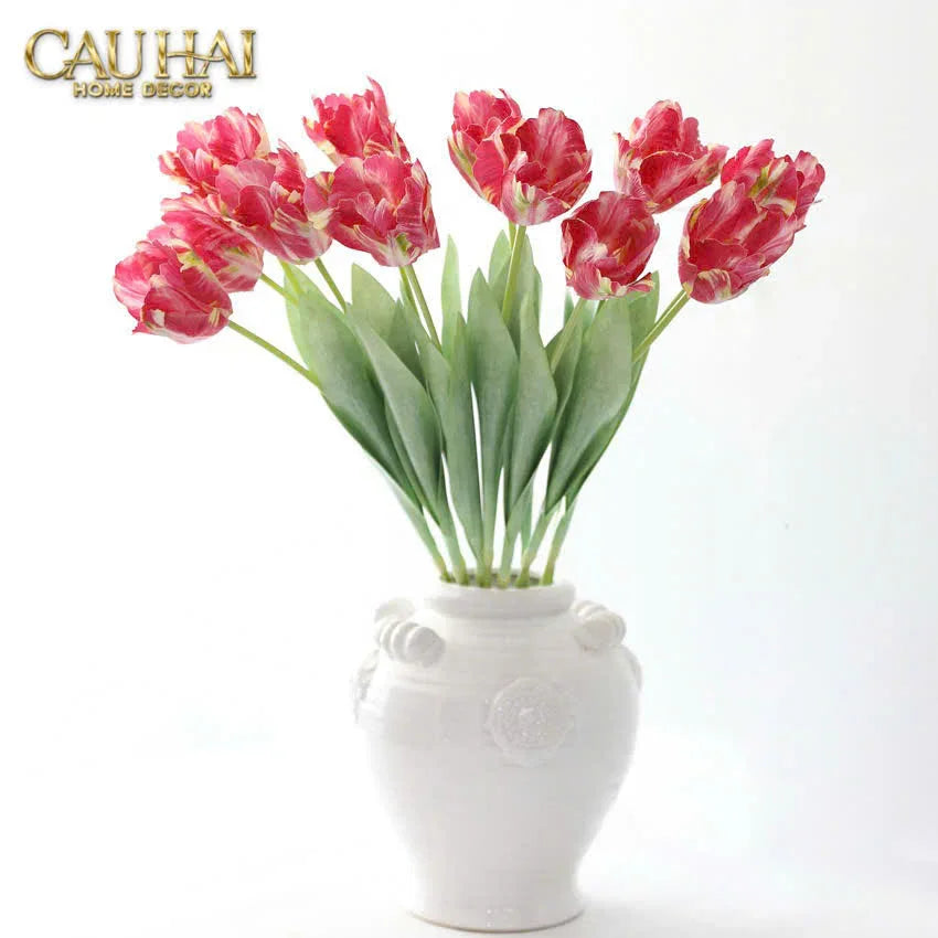 Set 2 Cành Hoa Parrot Tulip Powder Pink / Fuchsia-Hoa Lụa-Đối tác tại Trung Quốc theo từng đơn đặt hàng-CẬU HAI HOME DECOR