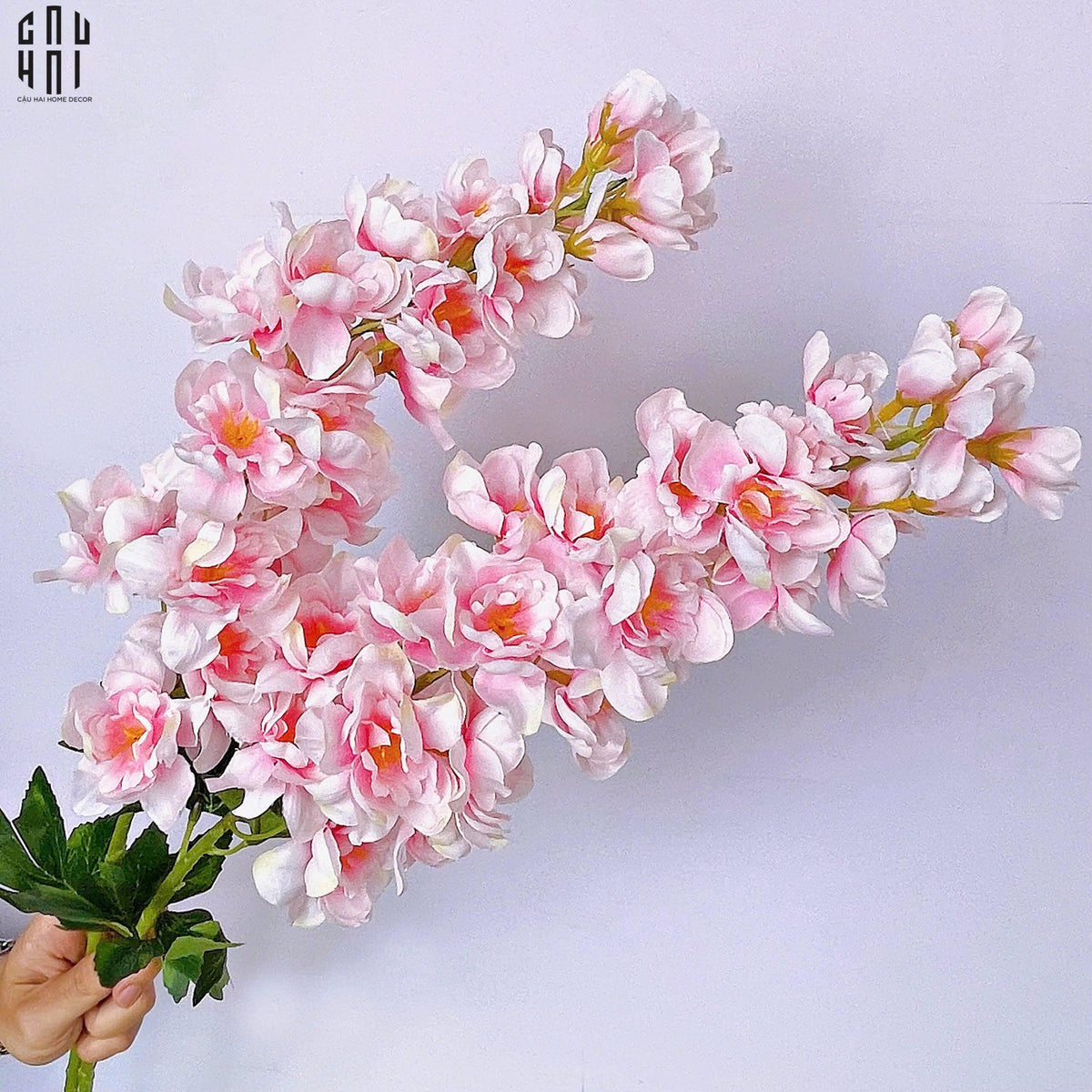 Set 2 Cành Hoa Phi Yến - Delphinium - Hồng Nhạt-Hoa Lụa-Đối tác tại Trung Quốc theo từng đơn đặt hàng-CẬU HAI HOME DECOR