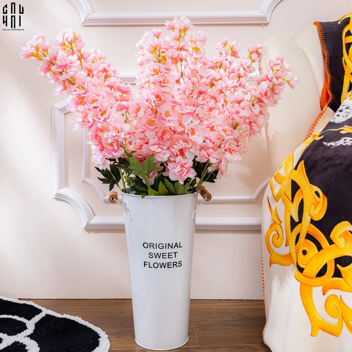 Set 2 Cành Hoa Phi Yến - Delphinium - Hồng Nhạt-Hoa Lụa-Đối tác tại Trung Quốc theo từng đơn đặt hàng-CẬU HAI HOME DECOR