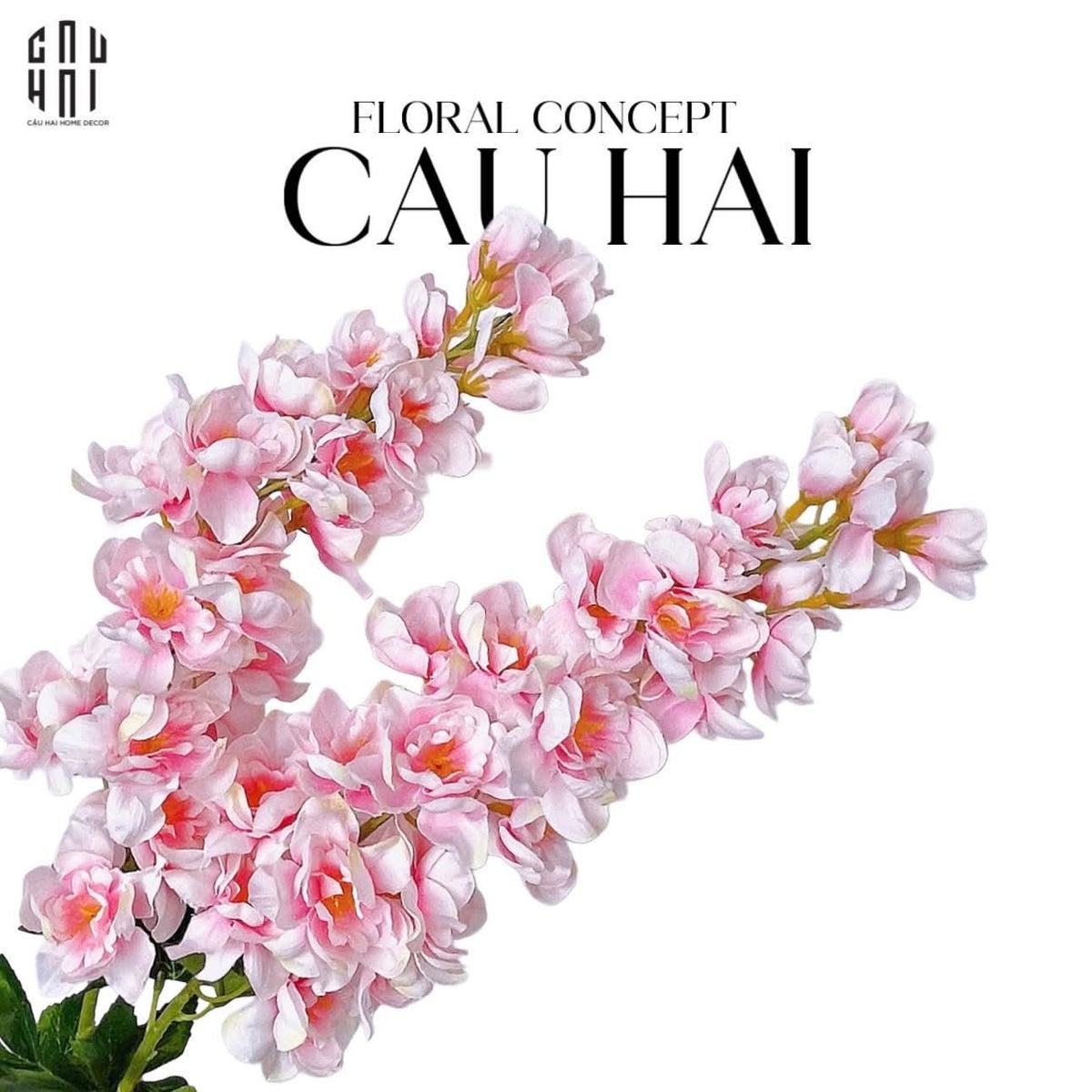 Set 2 Cành Hoa Phi Yến - Delphinium - Hồng Nhạt-Hoa Lụa-Đối tác tại Trung Quốc theo từng đơn đặt hàng-CẬU HAI HOME DECOR
