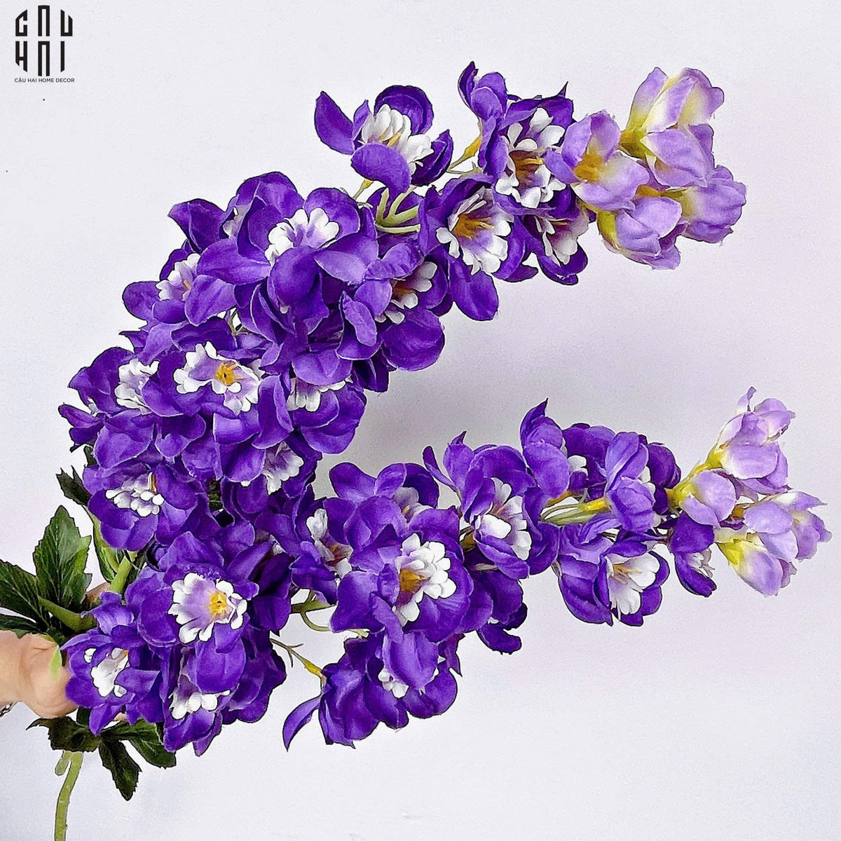 Set 2 Cành Hoa Phi Yến - Delphinium - Tím-Hoa Lụa-Đối tác tại Trung Quốc theo từng đơn đặt hàng-CẬU HAI HOME DECOR