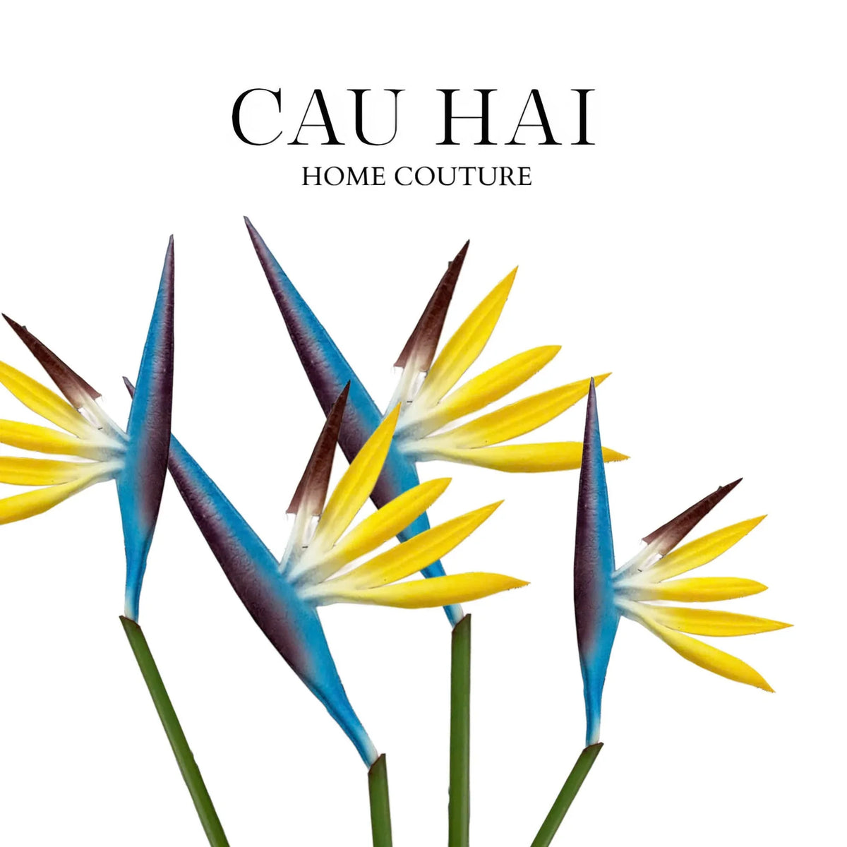 Set 2 Cành Hoa Thiên Điểu - Jaune Azure-Hoa Lụa-Đối tác tại Trung Quốc theo từng đơn đặt hàng-CẬU HAI HOME DECOR