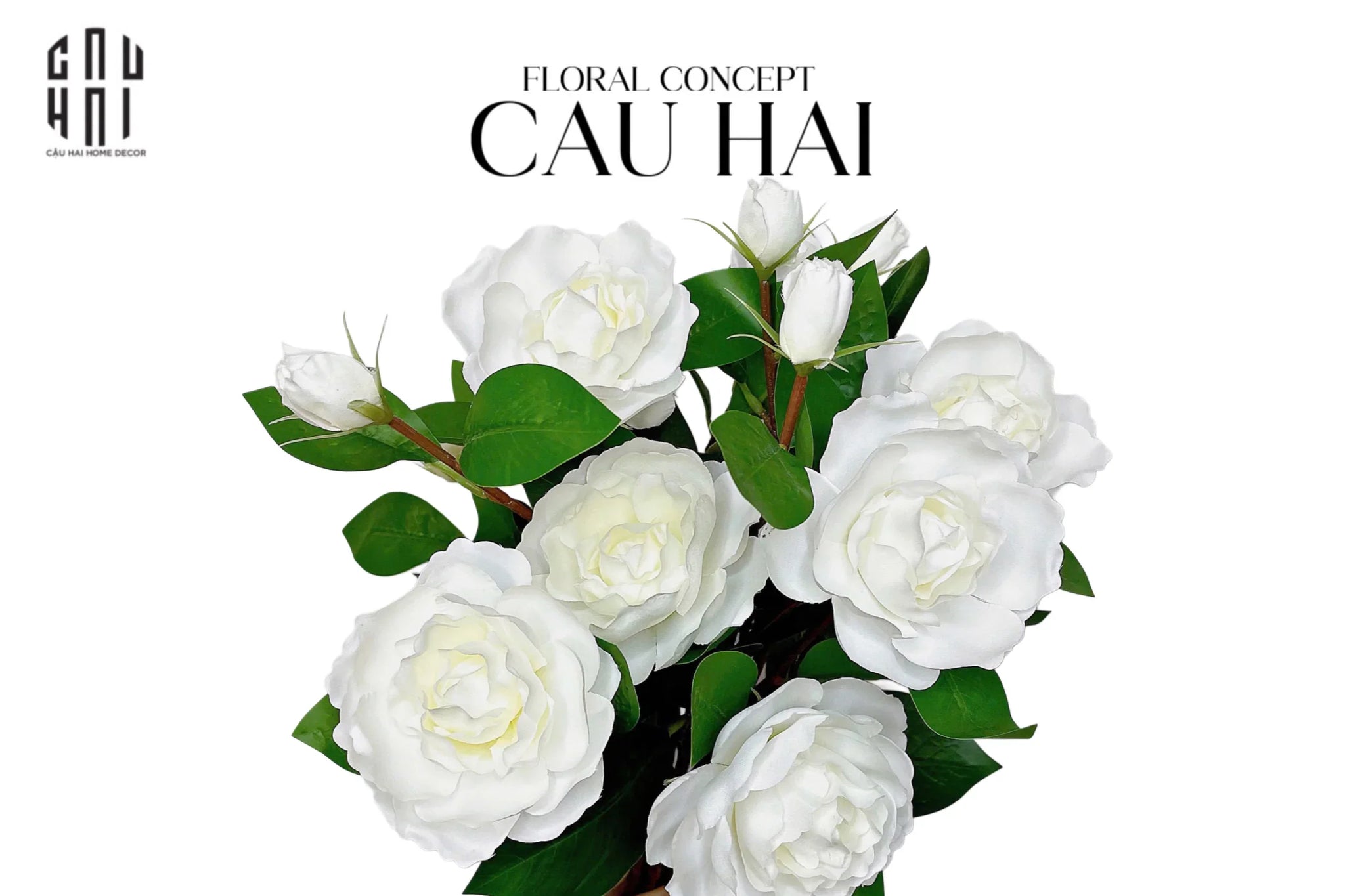 Set 2 Cành Hoa Trà Trắng-CẬU HAI HOME DECOR