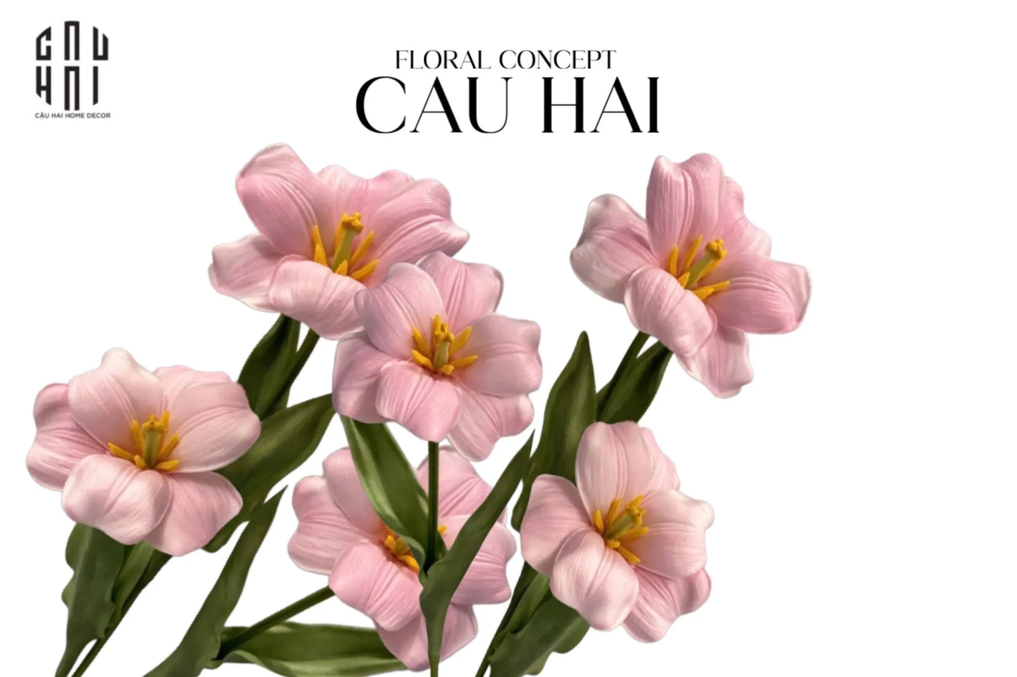 SET 2 CÀNH HOA TULIP BLOOMING - BABY PINK - CẬU HAI HOME DECOR