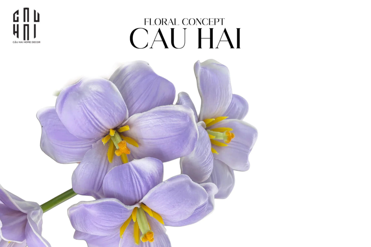 Set 2 Cành Hoa Tulip Blooming Light Purple-Hoa Lụa-Đối tác tại Trung Quốc theo từng đơn đặt hàng-CẬU HAI HOME DECOR