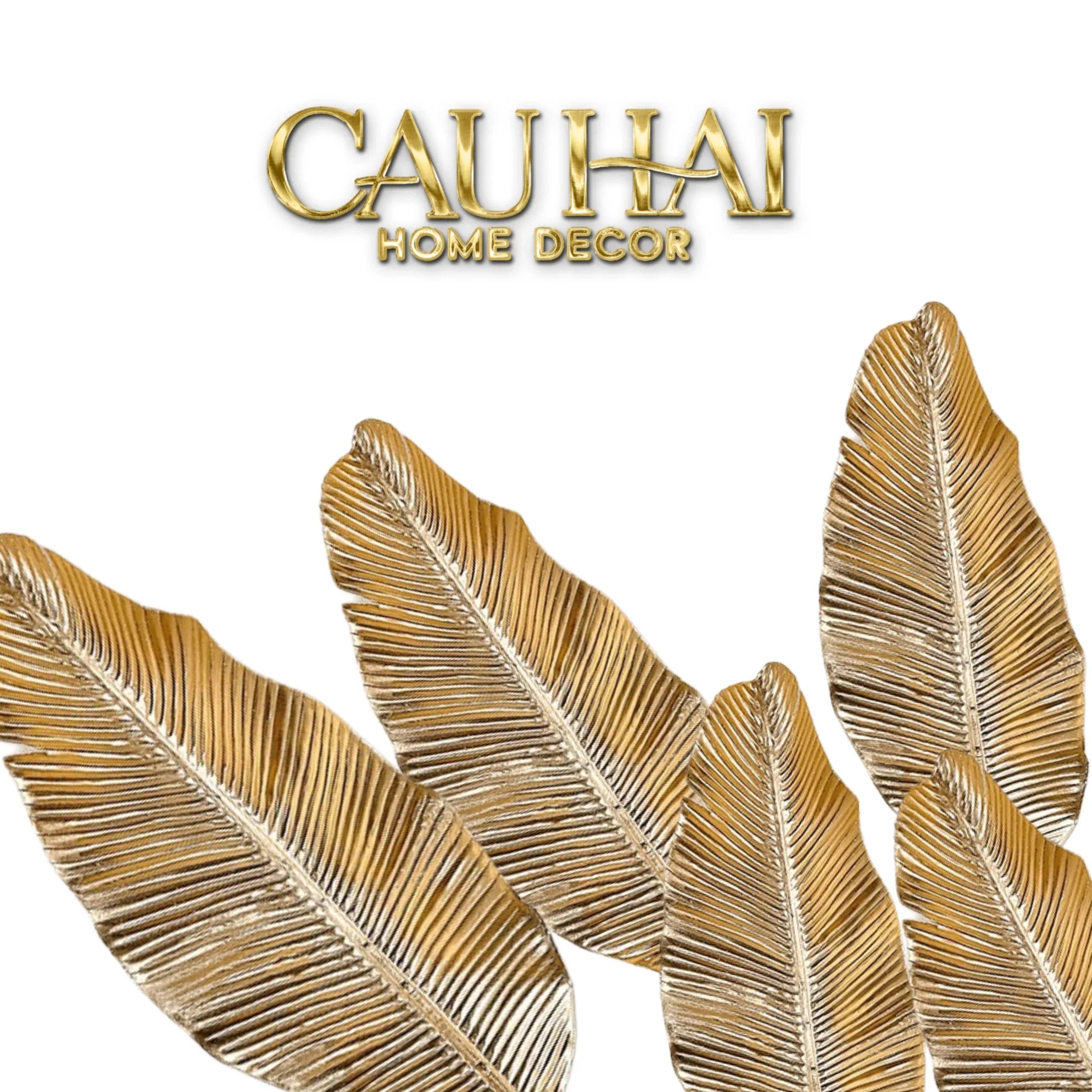 Set 2 Cành Lá Gold Kim Diệp Phú Quý – Golden Leaf Branches-CẬU HAI HOME DECOR