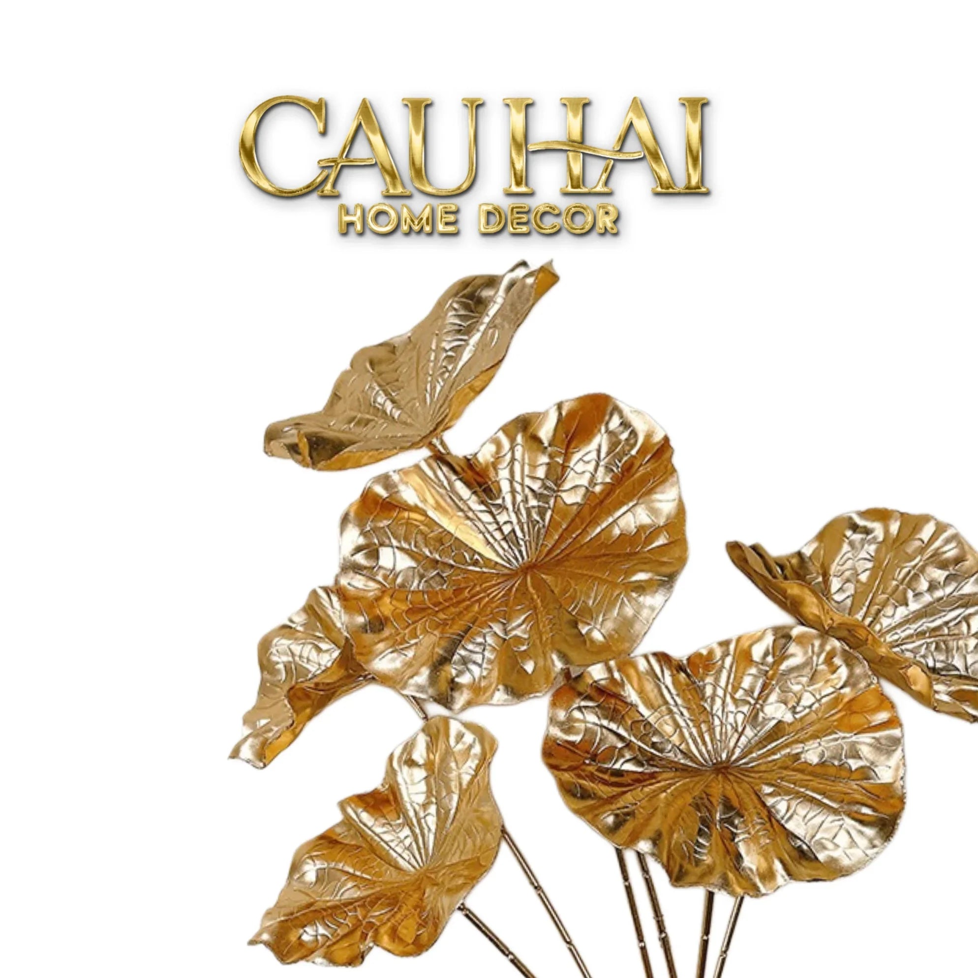 Set 2 Cành Lá Gold Kim Diệp Phú Quý – Golden Leaf Branches-CẬU HAI HOME DECOR