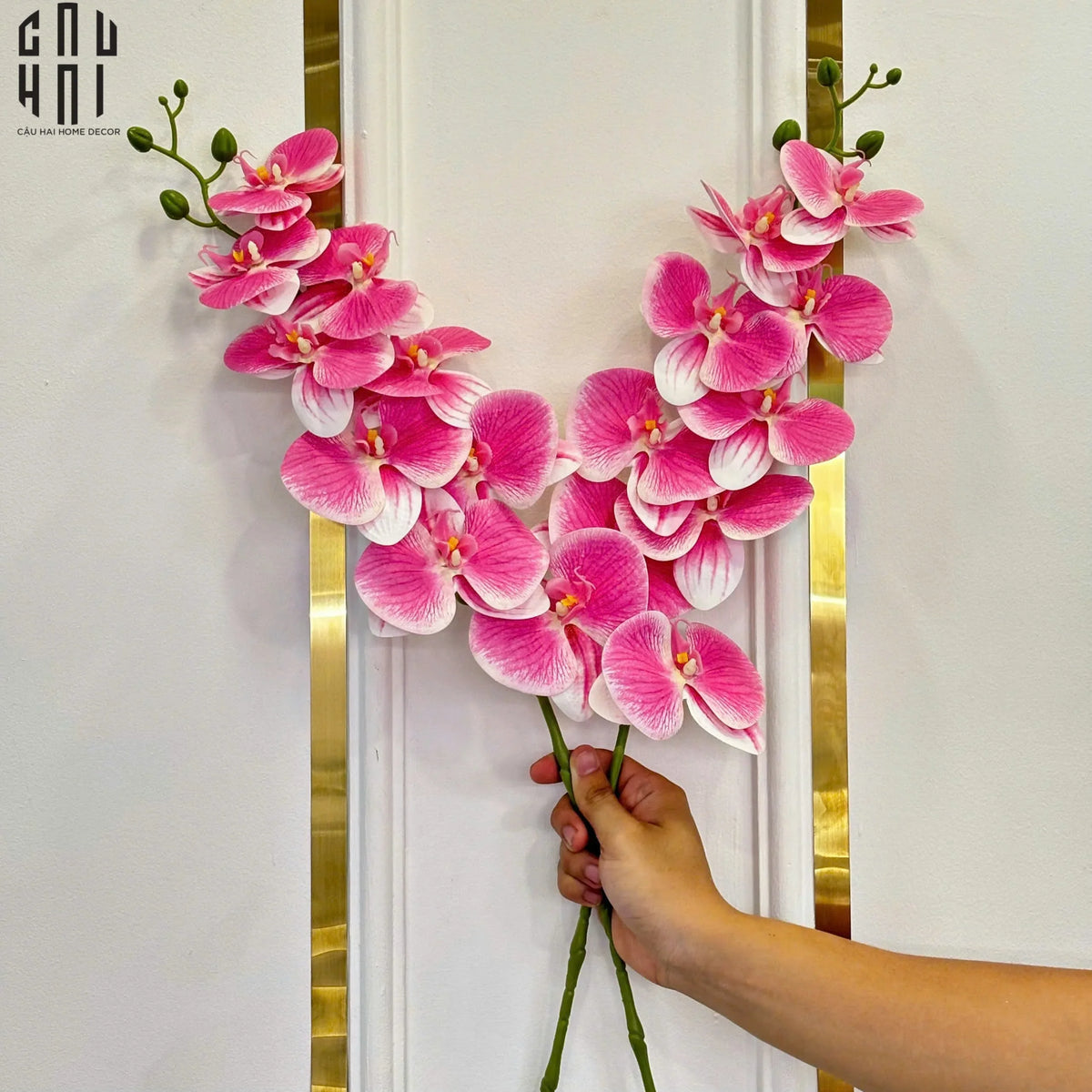 Set 2 Cành Lan Hồ Điệp Bliss Orchids - Hồng Phấn-Hoa Lụa-Đối tác tại Trung Quốc theo từng đơn đặt hàng-CẬU HAI HOME DECOR