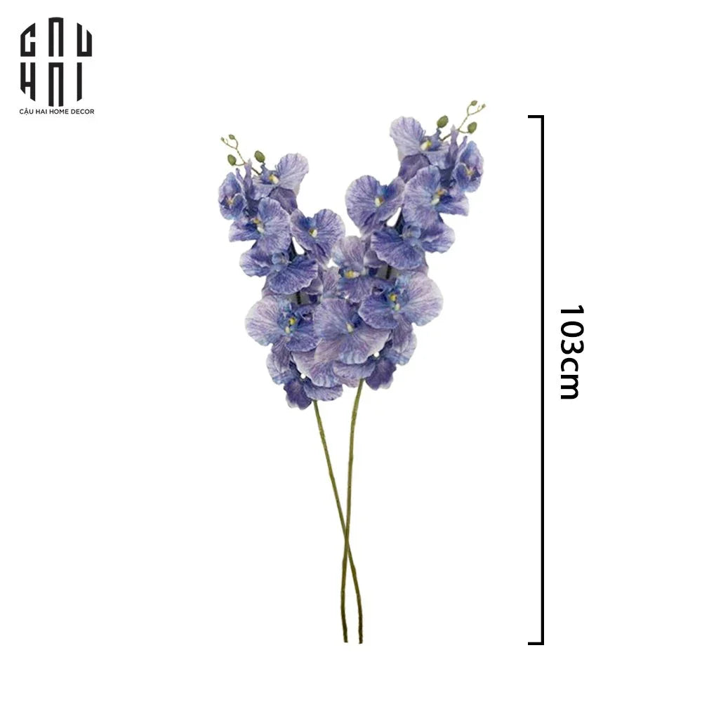 Set 2 Cành Lan Hồ Điệp Cánh Xoăn - Xanh Tím-Hoa Lụa-Đối tác tại Trung Quốc theo từng đơn đặt hàng-CẬU HAI HOME DECOR