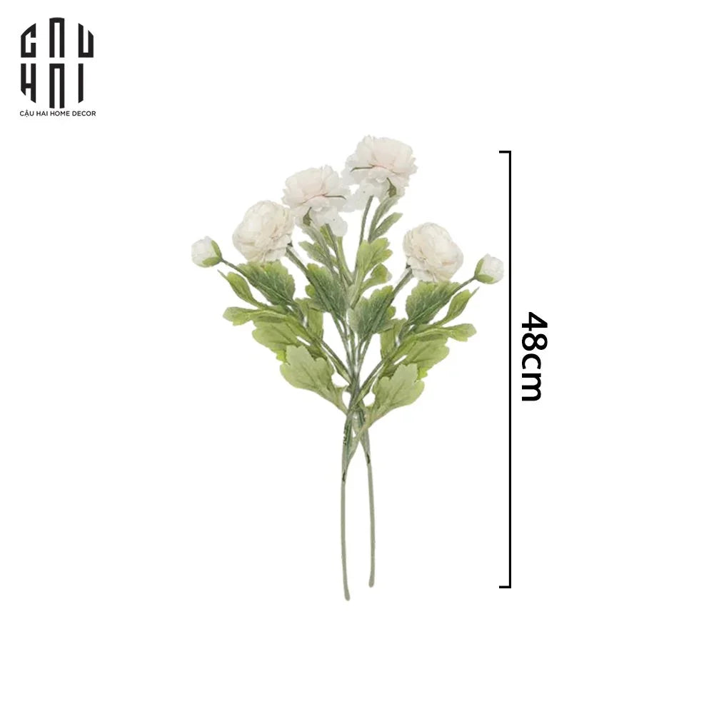 SET 2 CÀNH MAO LƯƠNG RANUNCULUS - TRẮNG - CẬU HAI HOME DECOR