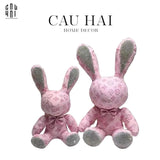 FÊTES COUTURE - SET 2 CHÚ THỎ DA BRUSH PINK LOUIS LUCKY BUNNY DIAMANT 28/38 - CẬU HAI HOME DECOR