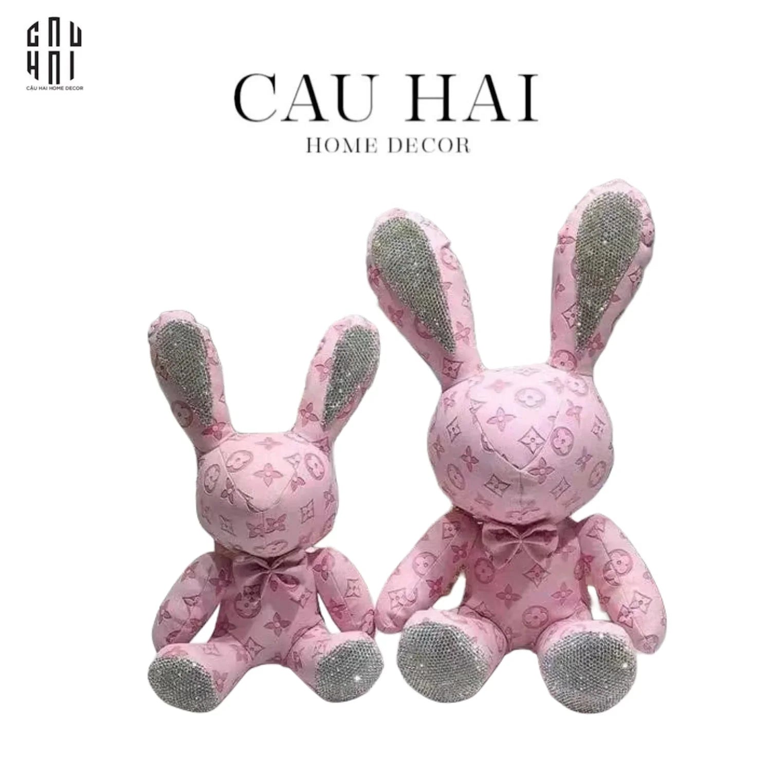 FÊTES COUTURE - SET 2 CHÚ THỎ DA BRUSH PINK LOUIS LUCKY BUNNY DIAMANT 28/38 - CẬU HAI HOME DECOR